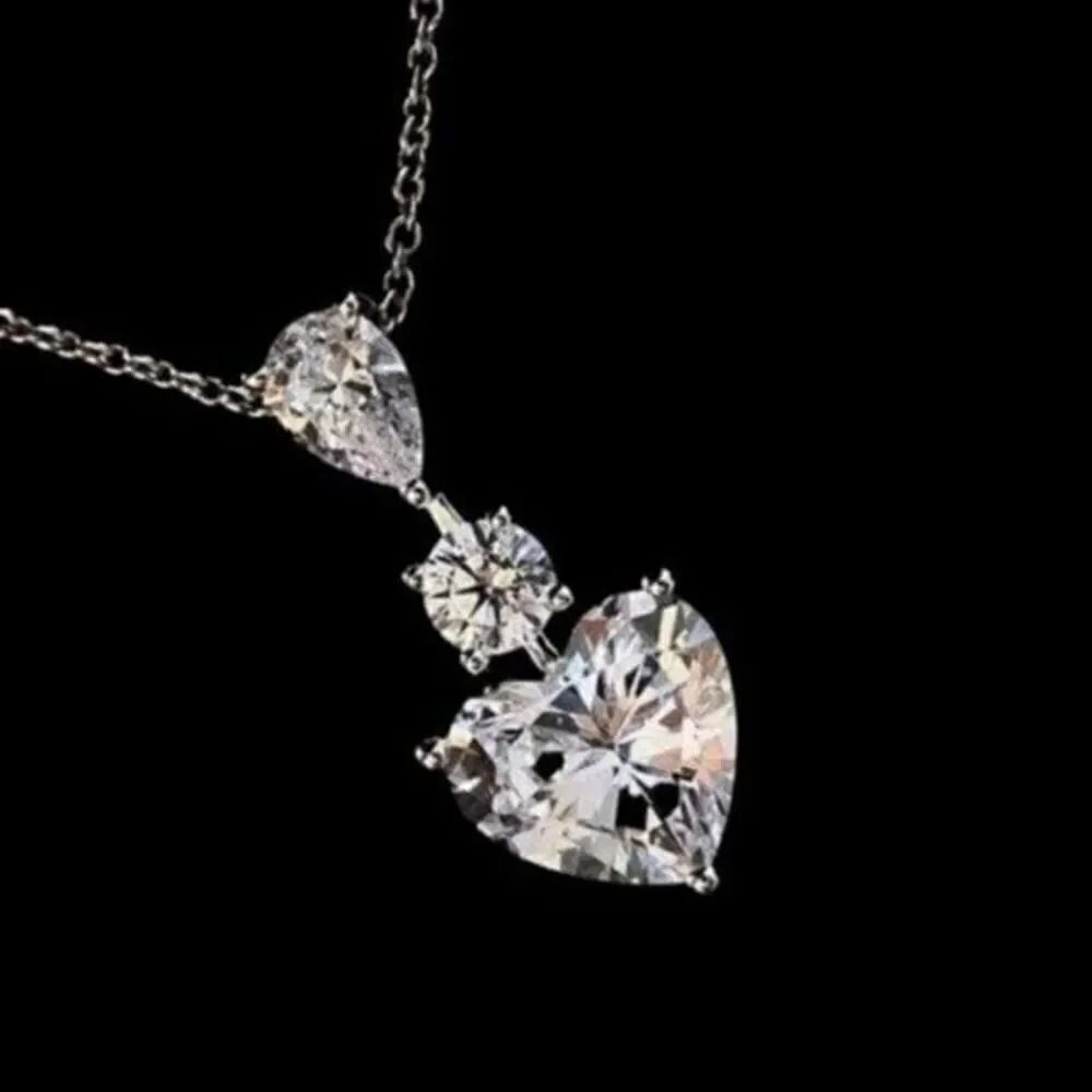 The 2 ct Heart Cut Pendant 14K White Gold Finish in 925